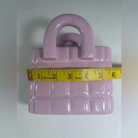 Charming Pink Ceramic Handbag Decor – Approx 6"W x 4.5"H x 2"W - Picture 6 of 8